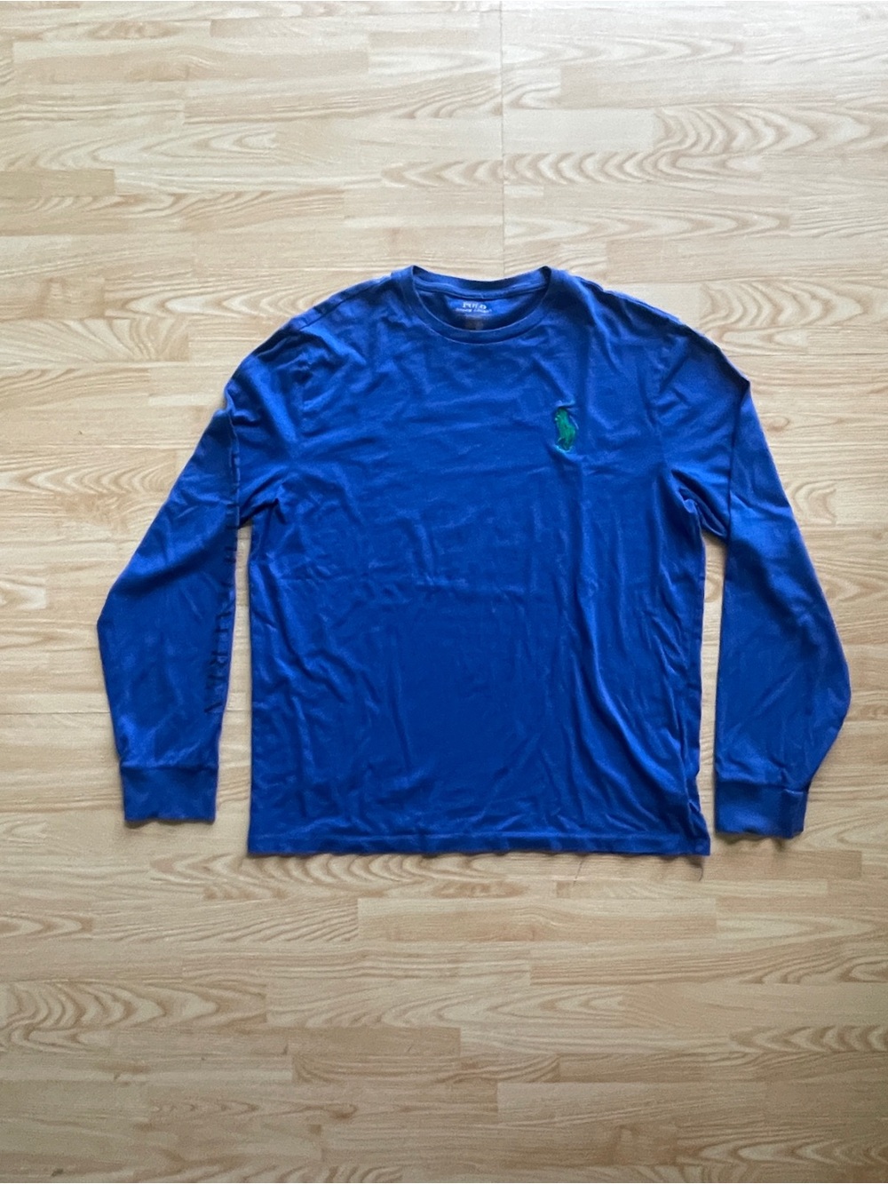 Polo Long-Sleeve Crewneck Shirt in Royal Blue, size M